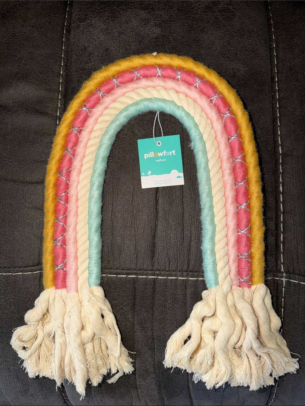 Pillowfort Rainbow Wall Hanging in Yellow, Pink, Mint, Cream